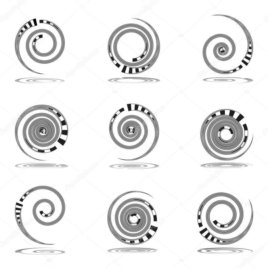 Spiral movement. Design elements set.