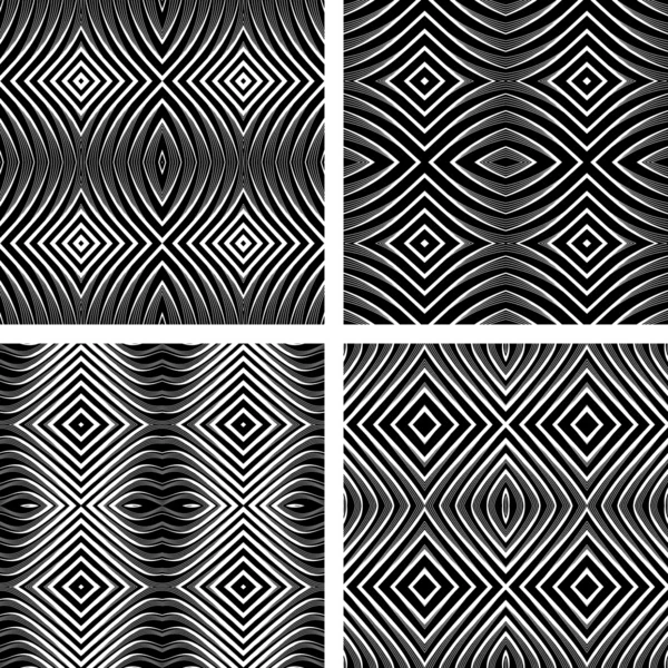 Patrones sin costura establecidos en el diseño de op art . — Archivo Imágenes Vectoriales