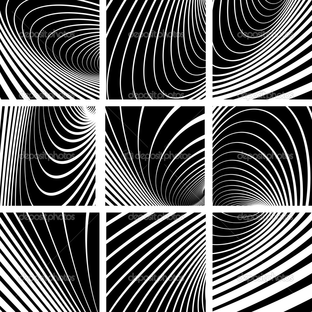 Illusion of whirl motion. Abstract backgrounds set.