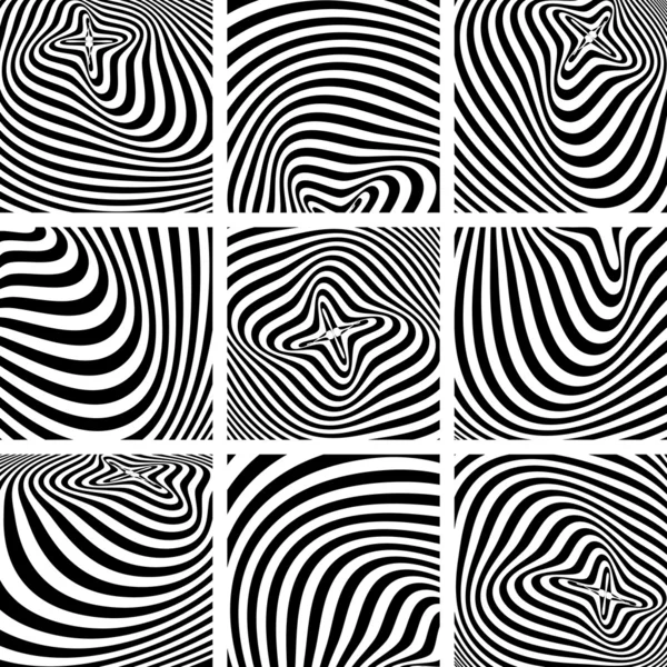 Set di texture op art nella progettazione di pattern zebra . — Vettoriale Stock