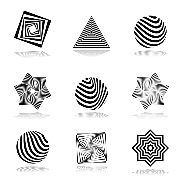 Elementos de diseño establecidos. Iconos gráficos abstractos . — Archivo Imágenes Vectoriales