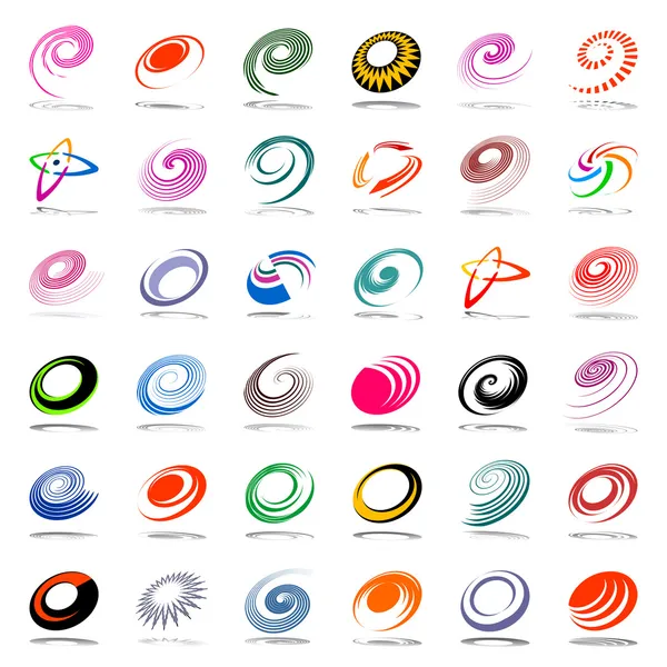 Elementos de diseño espiral y de rotación . — Vector de stock