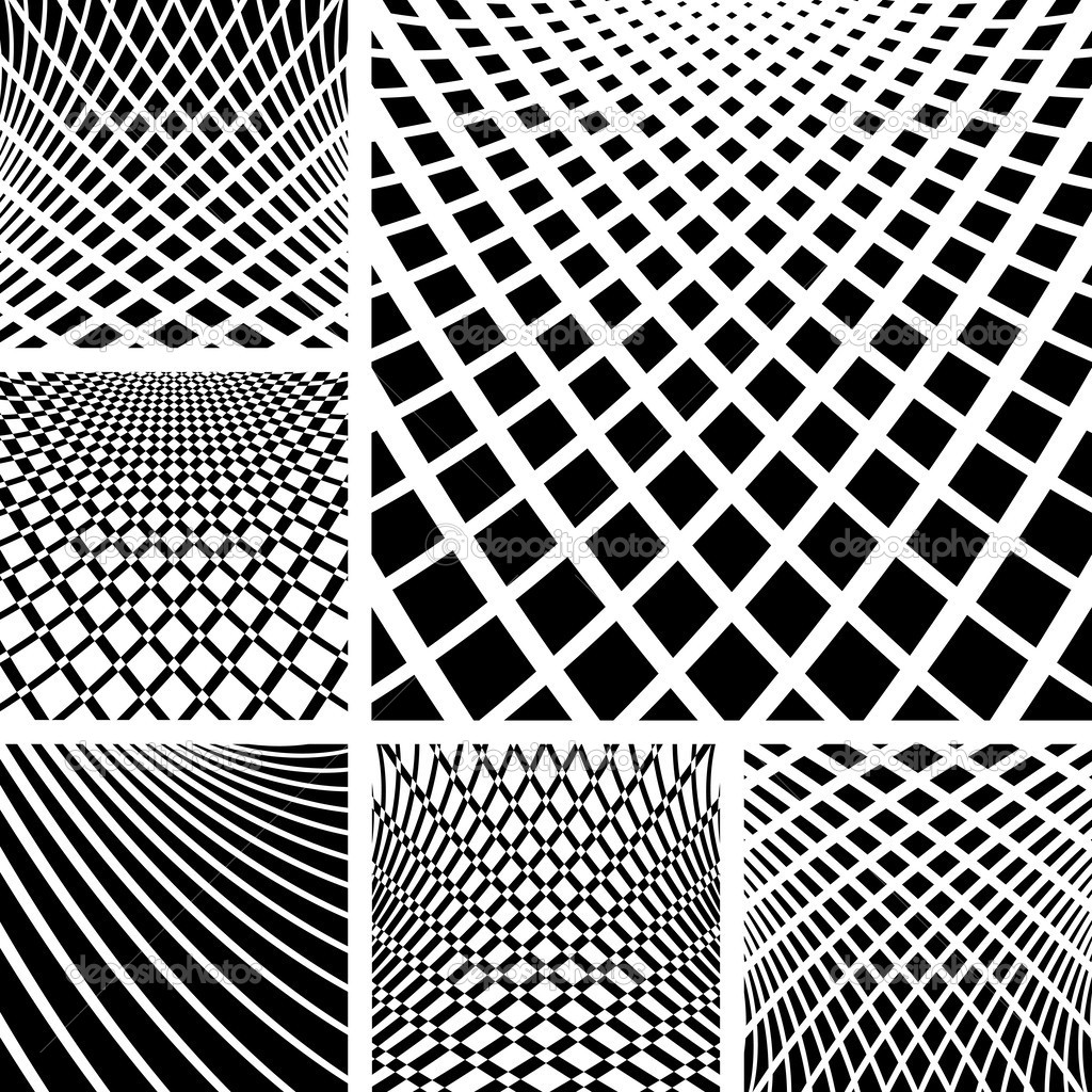 Optical illusion backgrounds set.