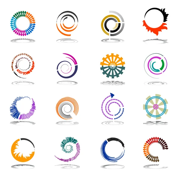 Spiral- und Rotationsdesign-Elemente. Abstrakte Symbole gesetzt. — Stockvektor