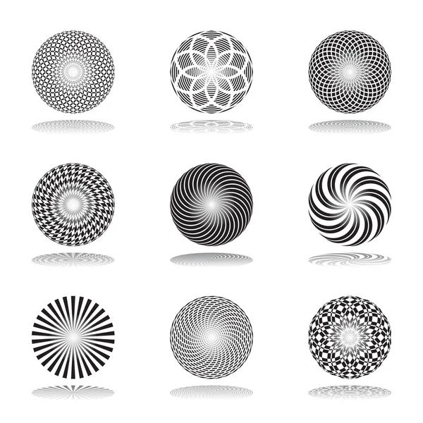 円の図形でのデザイン要素の set.patterns。抽象的なアイコン. — ストックベクタ