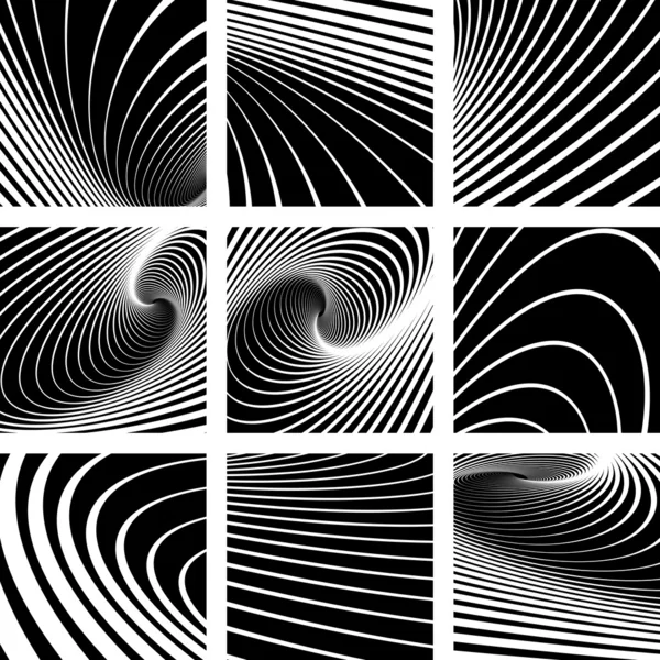 渦運動の錯視。抽象的な背景のセット. — ストックベクタ