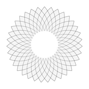 Soyut geometrik çember çizgileri ve noktalar deseni. Vektör sanatı.