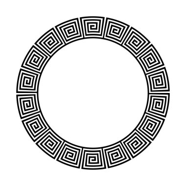 Dekoratif çember çerçevesi için Yunanca daha dolambaçlı soyut geometrik süs. Vektör sanatı.
