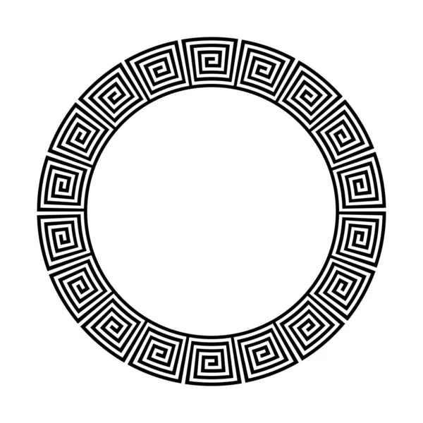 Adorno Geométrico Abstracto Con Motivo Meandro Griego Para Marco Círculo — Archivo Imágenes Vectoriales