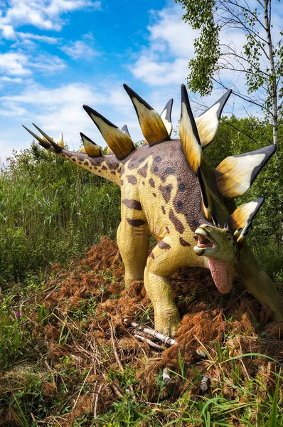 Leba Polônia Julho 2012 Modelo Dinossauro Parque Jurássico Stegozaur Stegosaurus — Fotografia de Stock