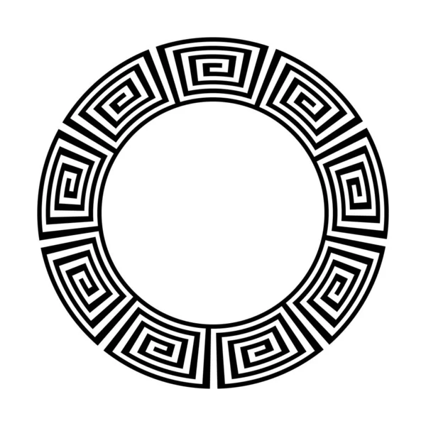 Adorno Geométrico Abstracto Con Motivo Meandro Griego Para Marco Círculo — Archivo Imágenes Vectoriales