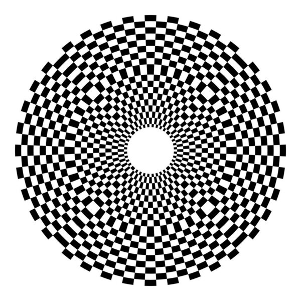Abstract geometric checkered circle pattern. Vector art.