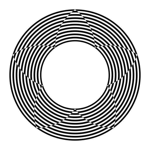 Lignes Rayées Abstraites Cercle Zig Zag Patten Pour Cadre Rond — Image vectorielle