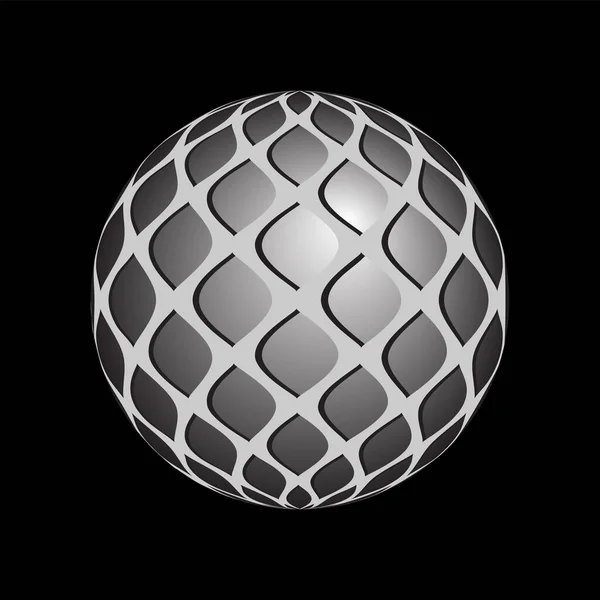 Spherical Shape Abstract Geometric Pattern Black Background Vector Art — Stock Vector