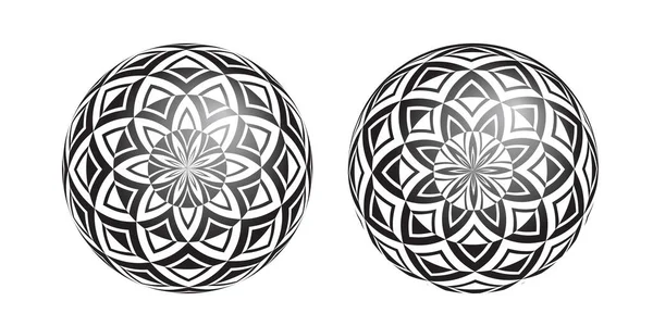 Od 3 boyutlu küresel şekilleri geometrik desenle ayarla. Soyut dekoratif tasarım unsurları. Vektör sanatı.