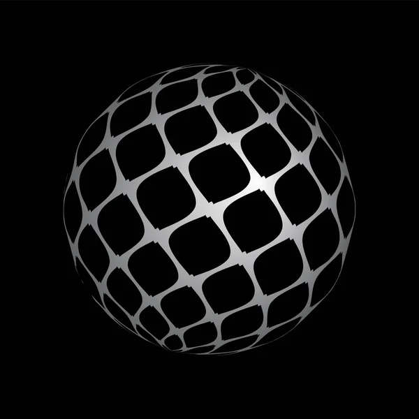 Kugelform Mit Abstrakten Geometrischen Mustern Auf Schwarzem Hintergrund Vektorkunst — Stockvektor