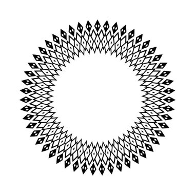 Yuvarlak çerçeve için soyut dekoratif geometrik çember deseni. Vektör sanatı.