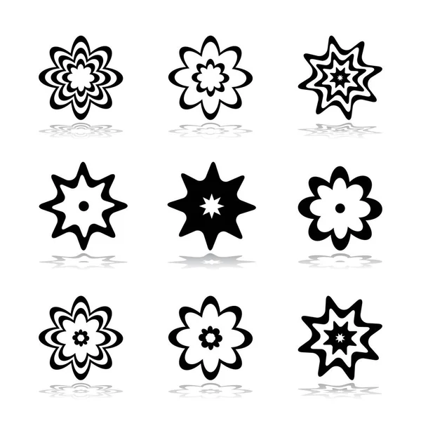 Набір Елементів Дизайну Абстрактні Квіти Значки Зірок Векторне Мистецтво — стоковий вектор