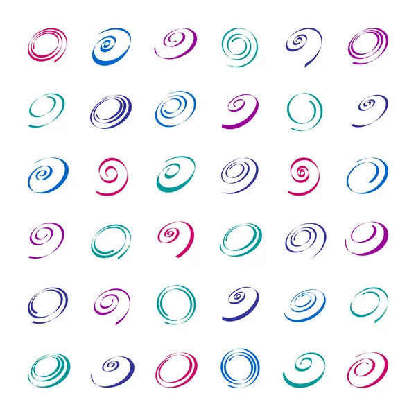 Conjunto Elementos Abstractos Diseño Espiral Arte Vectorial — Vector de stock