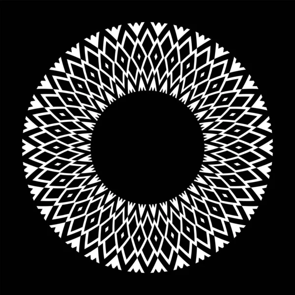 黒を基調とした装飾的な幾何学的サークルホワイトパターン ベクトルアート — ストックベクタ