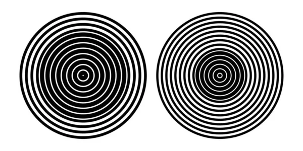Kreisförmige Konzentrische Ringe Muster Gestaltungselemente Gesetzt Vektorkunst — Stockvektor