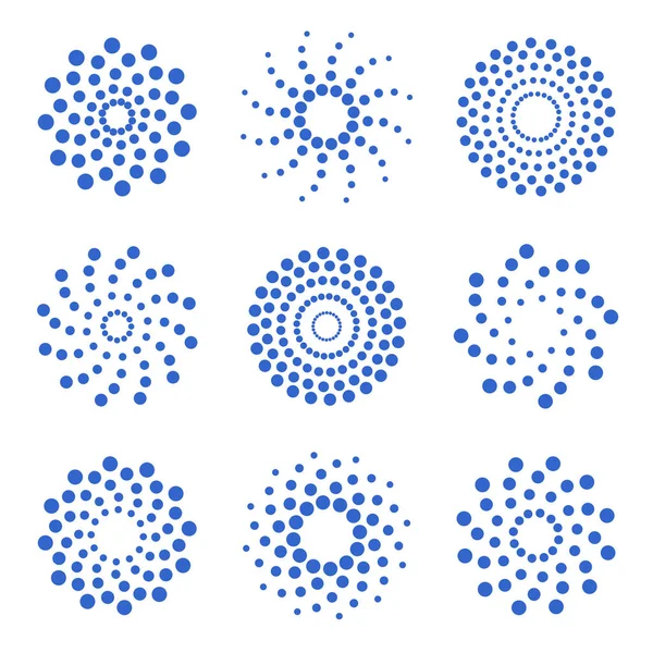 Abstraktní Rotace Kruhové Kruhové Ikony Prvky Teček Pro Design Vektorové — Stockový vektor
