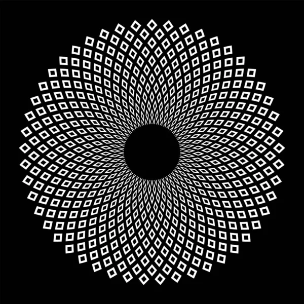 Abstrakcyjny Dekoracyjny Okrąg Geometryczny Biały Wzór Czarnym Tle Sztuka Wektorowa — Wektor stockowy