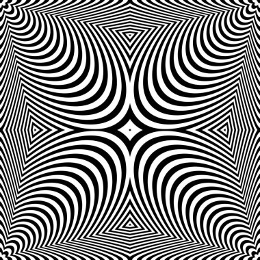 Çizgili desenli ve üç boyutlu illüzyon efektli soyut, kusursuz operasyon çizgileri. Vektör illüstrasyonu.