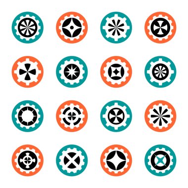 Çember tasarım elemanları. Soyut simgeler. Vektör sanatı.