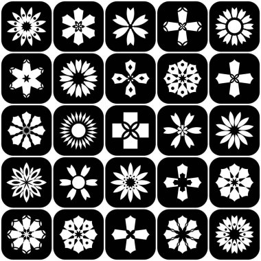 Tasarım elemanları ayarlandı. Soyut siyah beyaz simgeler. Vektör sanatı.