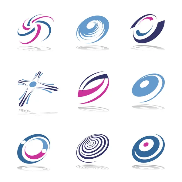 Spiral Circle Cross Shape Design Elements Abstract Icons Set Vector — Stock Vector