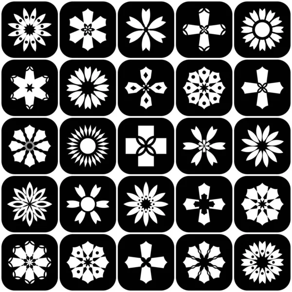 Design Elements Set Abstract Black White Icons Vector Art — Stock Vector