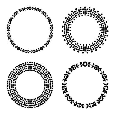 Çerçeve için soyut çember tasarım elemanları kümesi. Vektör sanatı.