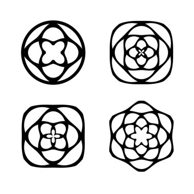 Soyut geometrik tasarım elementleri kümesi. Vektör sanatı.