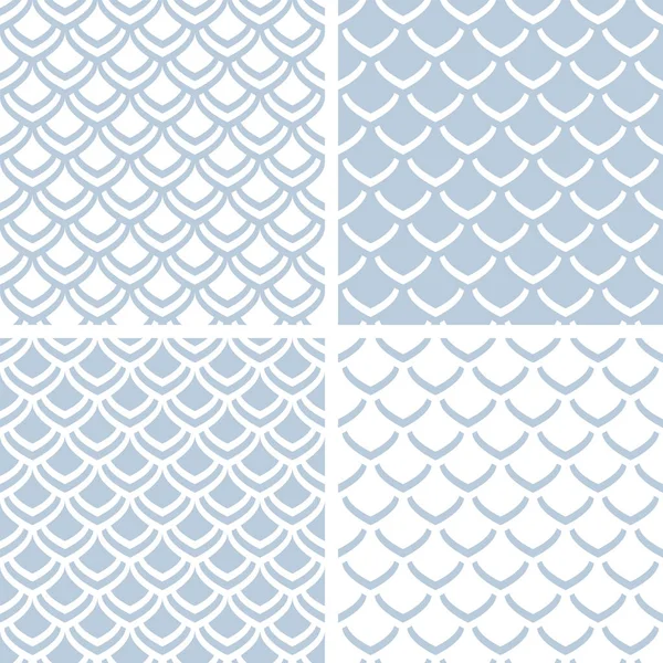 Set Abstract Seamless Patterns Fish Scale Design Vector Art — Stock Vector