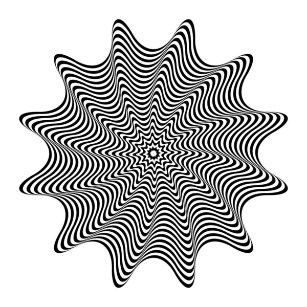 Abstracte Cirkel Golvende Lijnen Kunst Patroon Met Wervelbeweging Illusie Effect — Stockvector