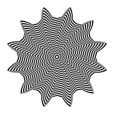 Üç boyutlu illüzyon efektli soyut daire operasyon sanatı modeli. Vektör illüstrasyonu.