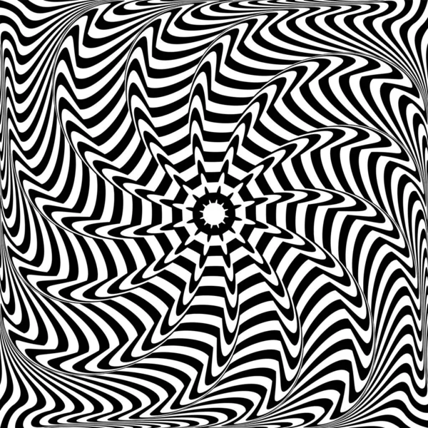 Abstrait Cercle Art Lignes Motif Avec Mouvement Tourbillon Effet Illusion — Image vectorielle