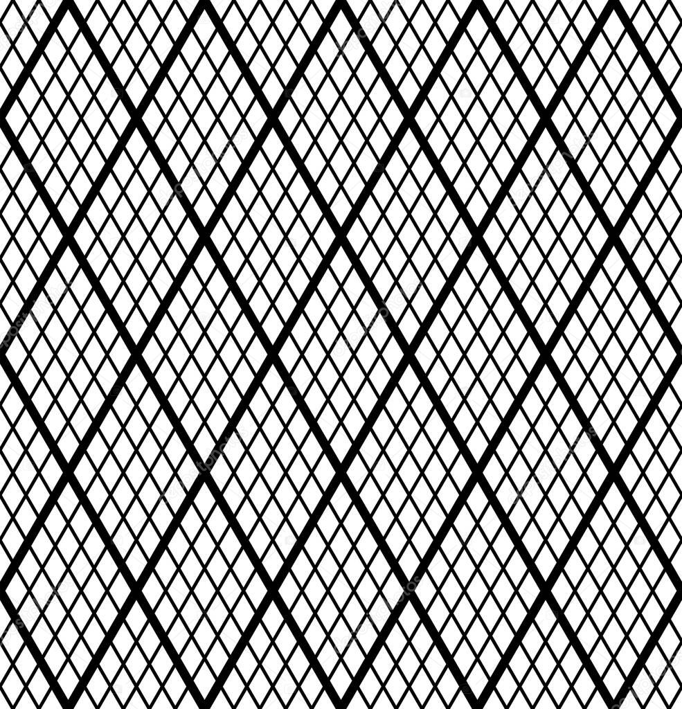 Seamless geometric diamonds lattice pattern. Grid texture. Vector art.