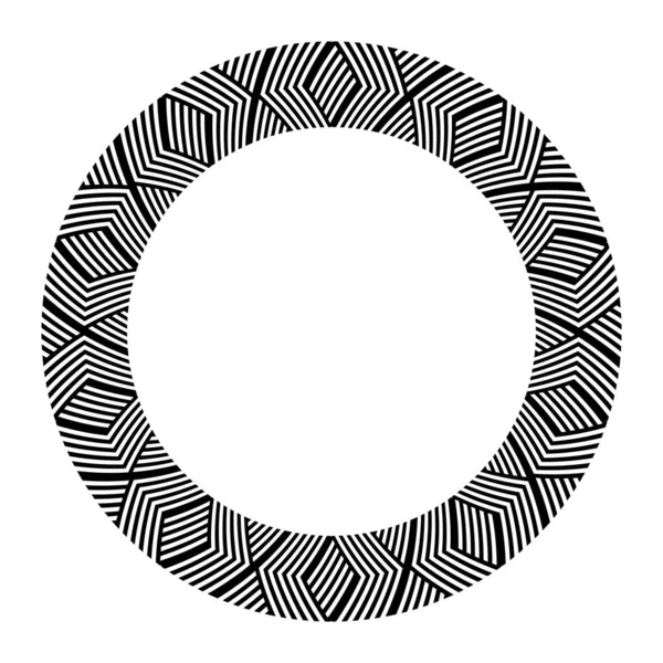 Abstraktes Geometrisches Kreismuster Für Dekorativen Runden Rahmen Vektorkunst — Stockvektor