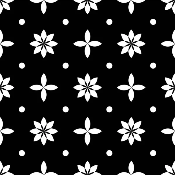Modèle Abstrait Points Floraux Sans Couture Sur Fond Noir Art — Image vectorielle