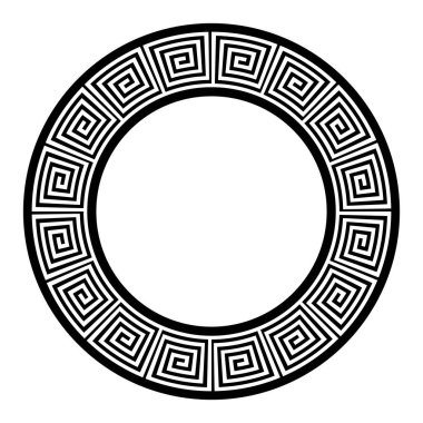 Dekoratif çember çerçevesi için Yunanca daha dolambaçlı soyut geometrik süs. Vektör sanatı.