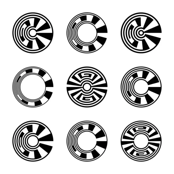 Kreisförmige Gestaltungselemente Abstrakte Kreissymbole Vektorkunst — Stockvektor