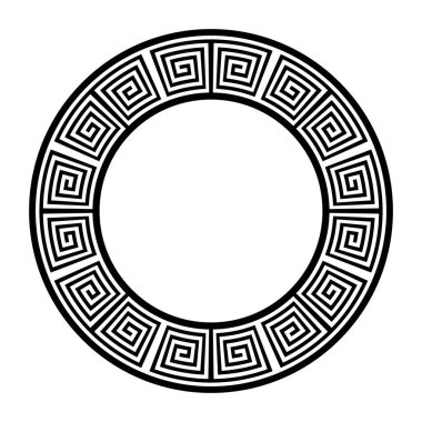 Dekoratif çember çerçevesi için Yunanca daha dolambaçlı soyut geometrik süs. Vektör sanatı.