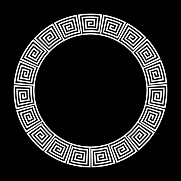黑色底座装饰圆框用希腊弯曲图案几何装饰品 — 图库矢量图片