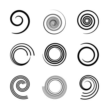 Tasarım için soyut spiral elementler. Vektör sanatı.