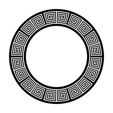 Dekoratif çember çerçevesi için Yunanca daha dolambaçlı soyut geometrik süs. Vektör sanatı.