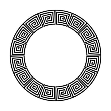 Dekoratif çember çerçevesi için Yunanca daha dolambaçlı soyut geometrik süs. Vektör sanatı.