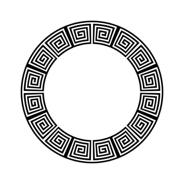 Dekoratif çember çerçevesi için Yunanca daha dolambaçlı soyut geometrik süs. Vektör sanatı.
