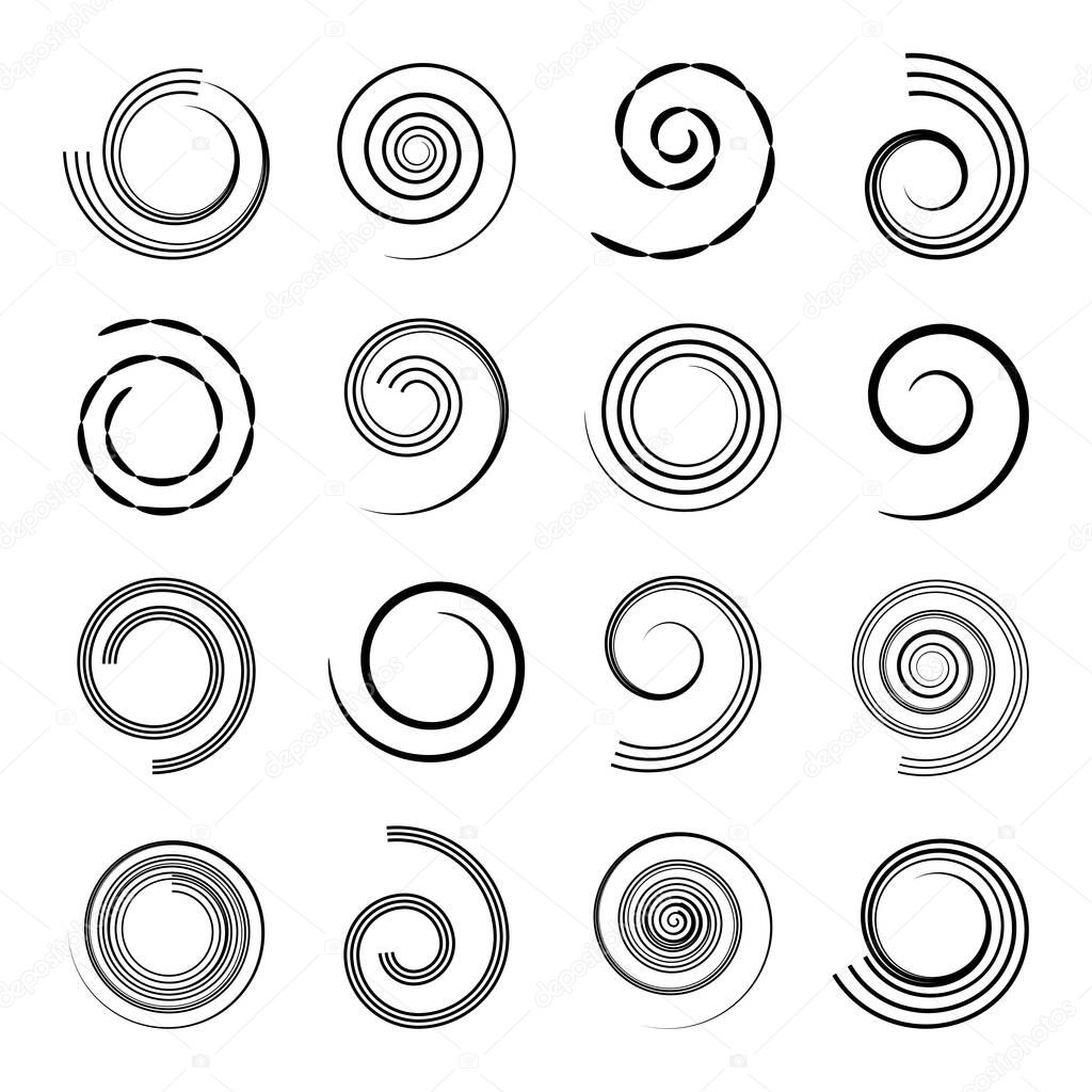 Abstract spiral elements for design. Vector art.